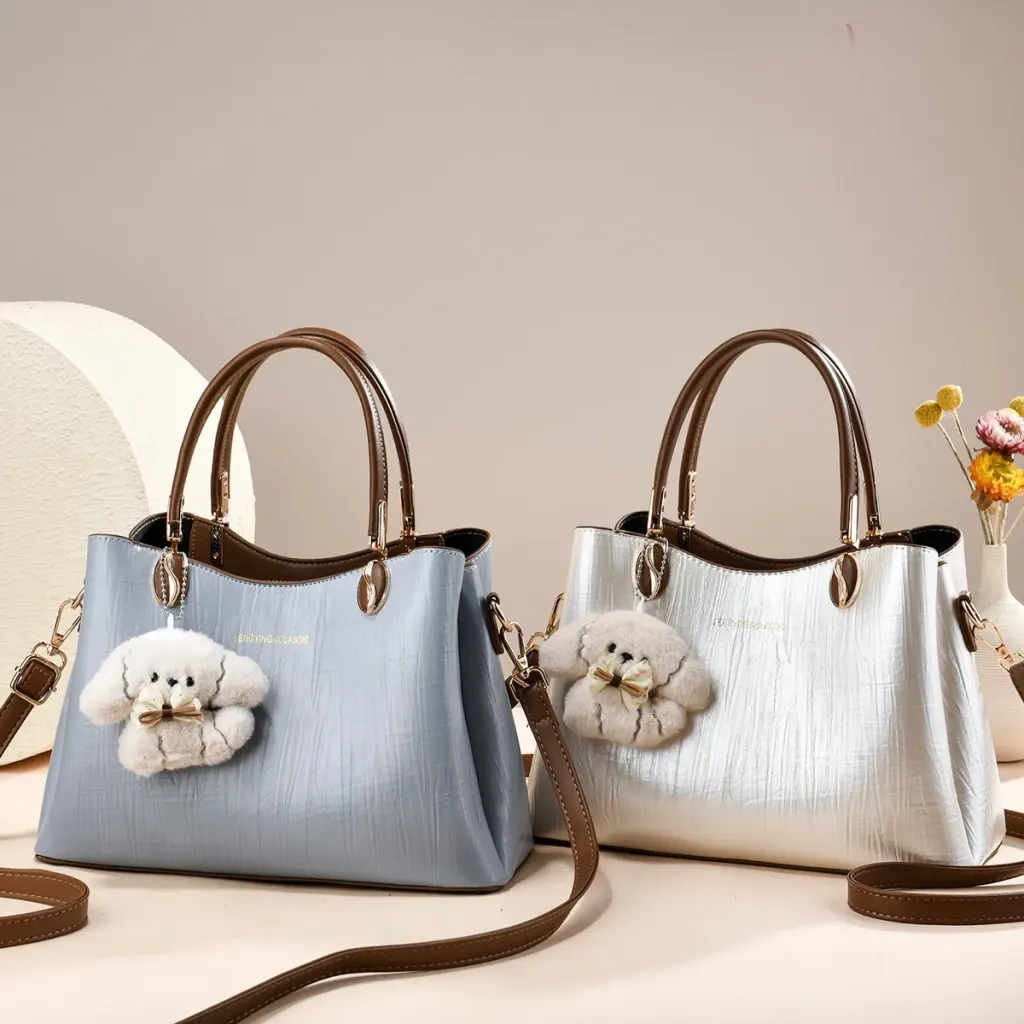 Women's Square PU Leather Shoulder Bag With Sewing Thread Detail, Single Shoulder Strap
