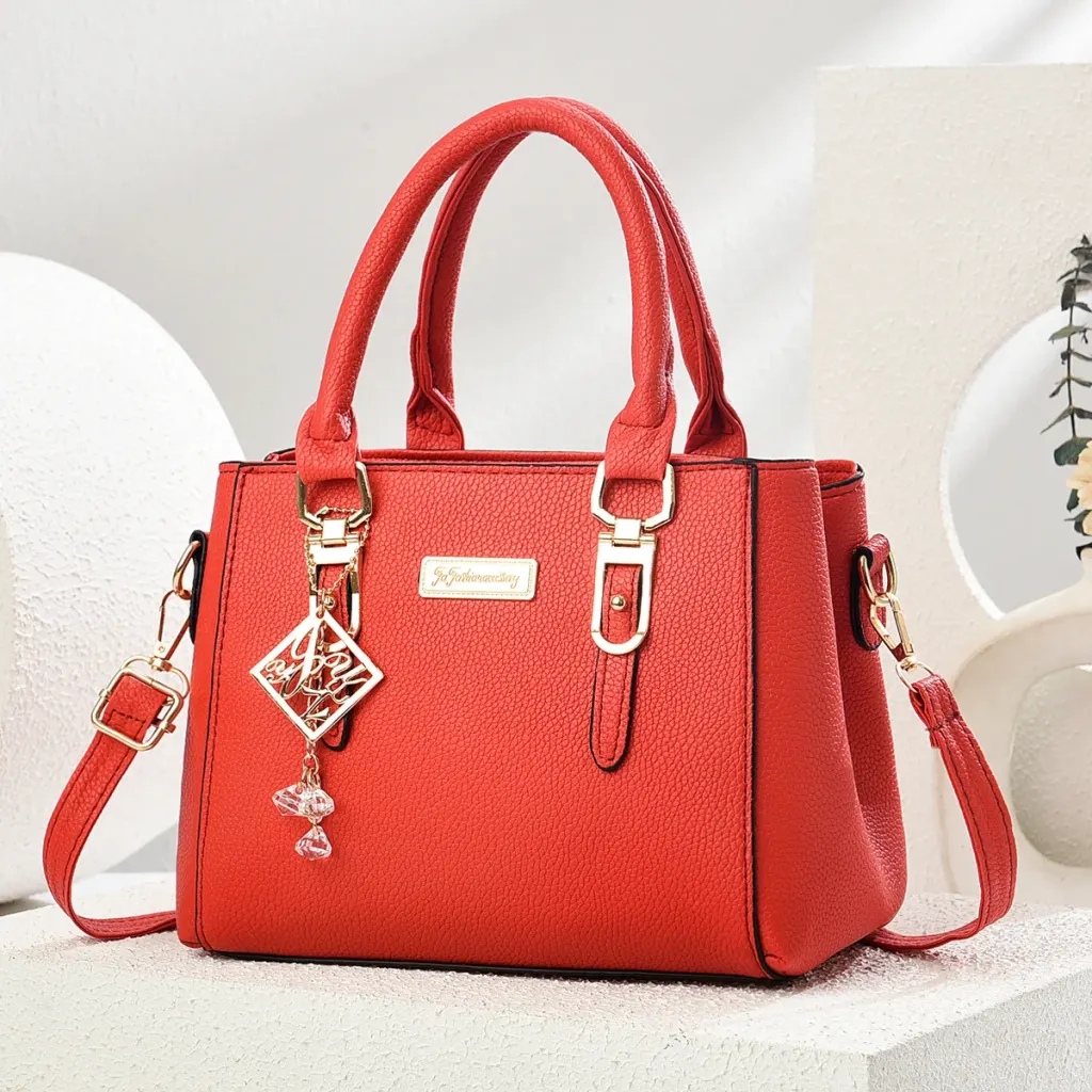 Women’s Square PU Tote Bag With Sewing Thread Detail, Single Shoulder Strap