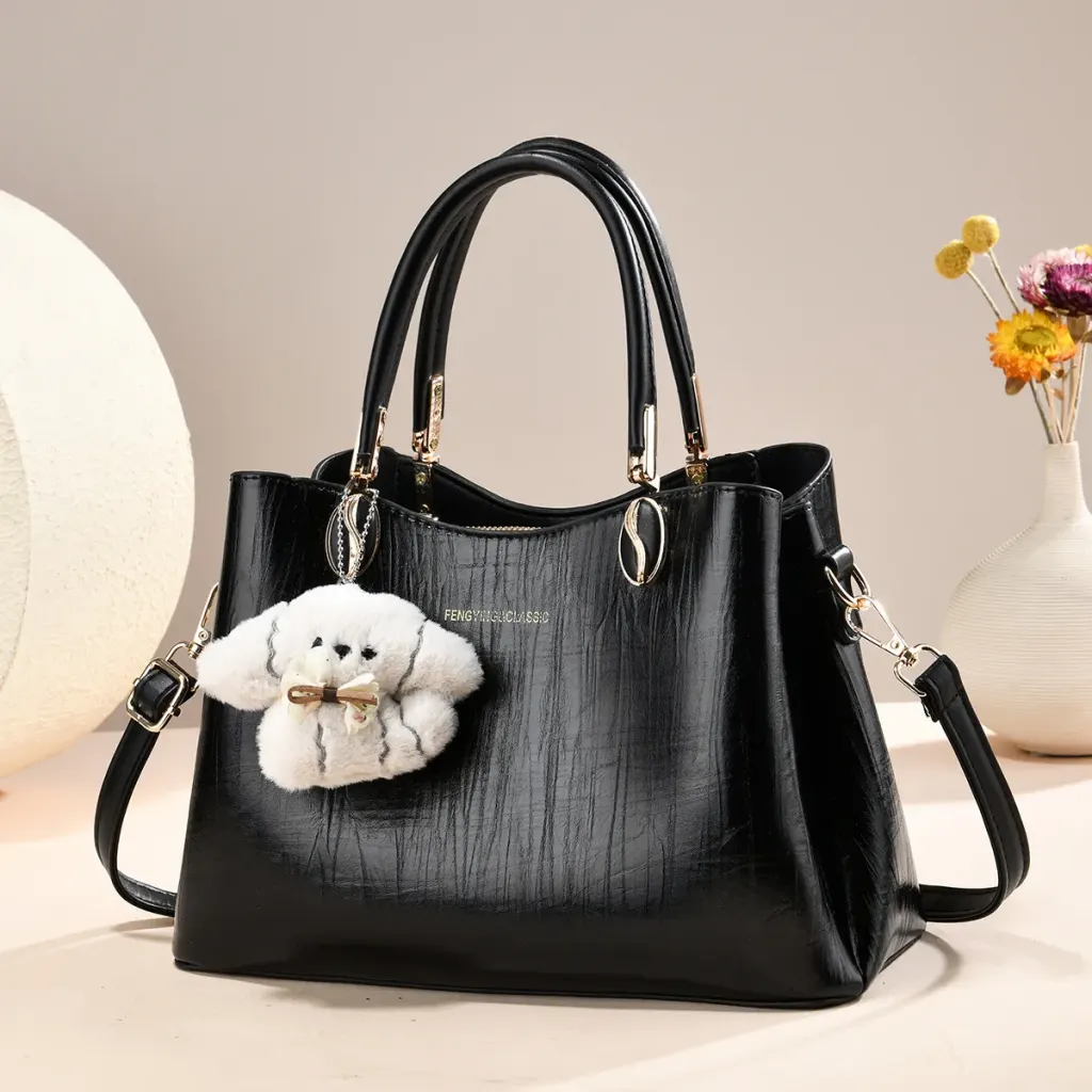 Women's Square PU Leather Shoulder Bag With Sewing Thread Detail, Single Shoulder Strap