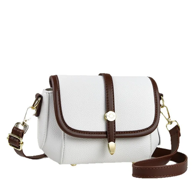 Women’s Color Block Square Saddle Bag In Polyester With Sewing Thread Detail And Single Shoulder Strap