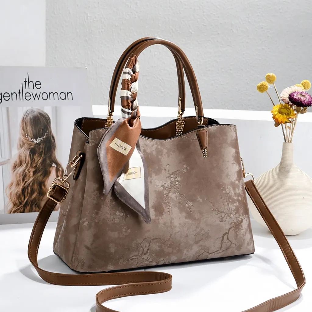 Ombre Square PU Leather Tote Bag For Women Featuring Sewing Thread Design