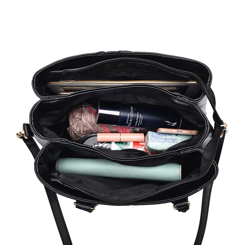Large Classic Style Flowers PU Leather Women’s Top Handle Shoulder Bag With Zipper Closure