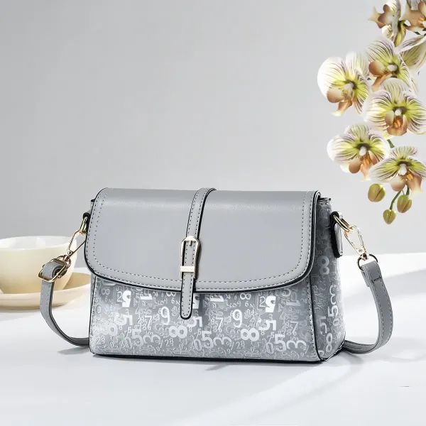 Women PU Leather Square Crossbody Bag With Sewing Thread Detail, Number Pattern