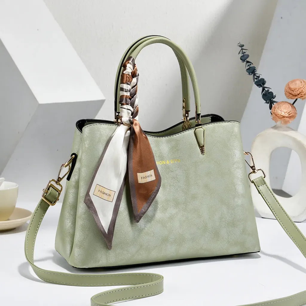 Women’s Square PU Leather Tote Bag With Sewing Thread Detail, Top Handle