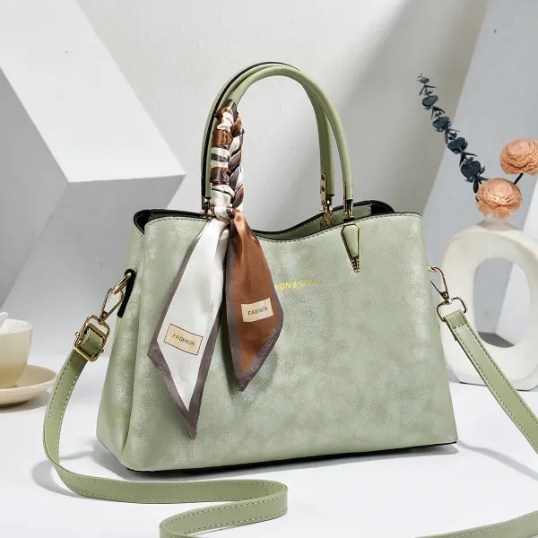 Women’s Square PU Leather Tote Bag With Sewing Thread Detail, Top Handle