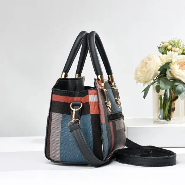 Classic Style Large Color Block PU Leather Women’s Box Bag With Zipper Closure