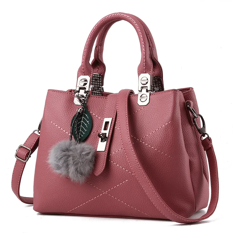 Women’s Square PU Leather Handbag With Sewing Thread Detail, Top Handle