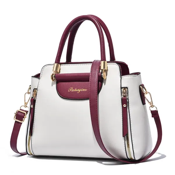Large Solid Color PU Leather Crossbody Bag For Women With Zipper Closure In Retro European And American Style