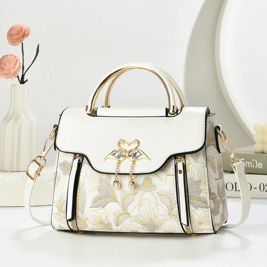 Women’s Color Block Square Handbag In PU Leather With Sewing Thread Detail