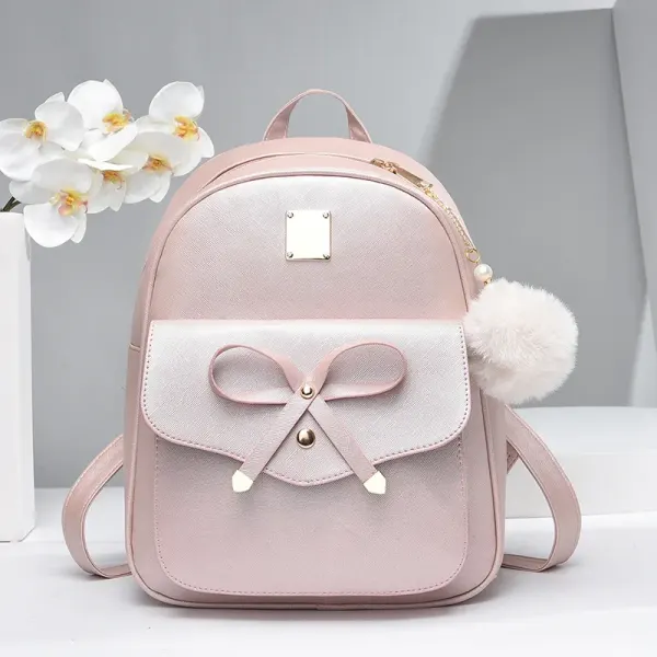 Large Solid Color PU Leather Fashion Backpack For Women Featuring Zipper Closure In Streetwear Style