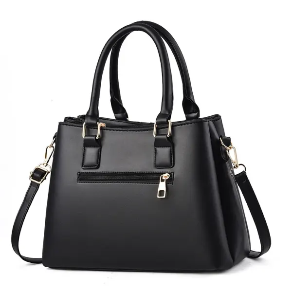 Large Classic Style Flowers PU Leather Women’s Top Handle Shoulder Bag With Zipper Closure