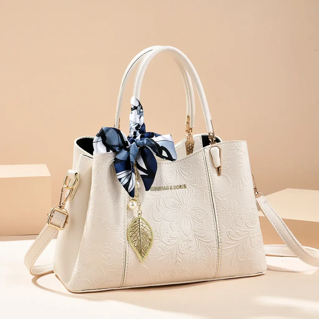 Women’s Square PU Leather Tote Bag With Sewing Thread Detail, Featuring Top Handle
