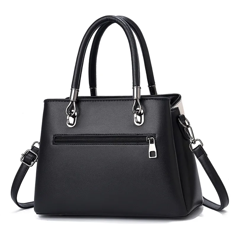 Large Color Block Basic PU Leather Women’s Zipper Closure Shoulder Bag, Stylish Single Shoulder Design