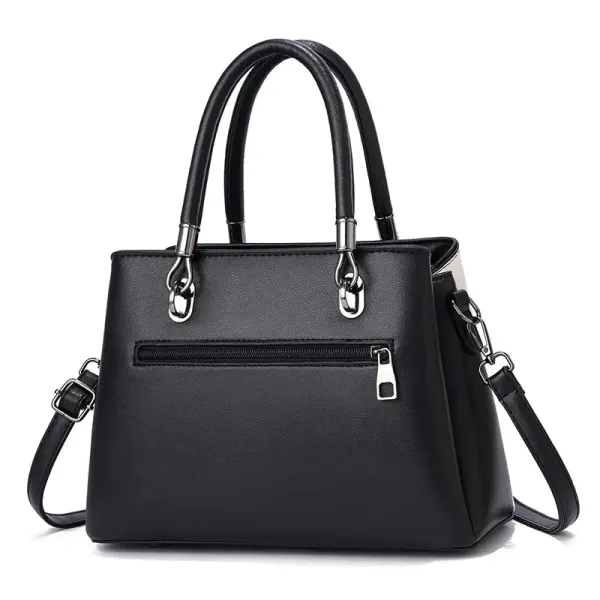 Large Color Block Basic PU Leather Women’s Zipper Closure Shoulder Bag, Stylish Single Shoulder Design