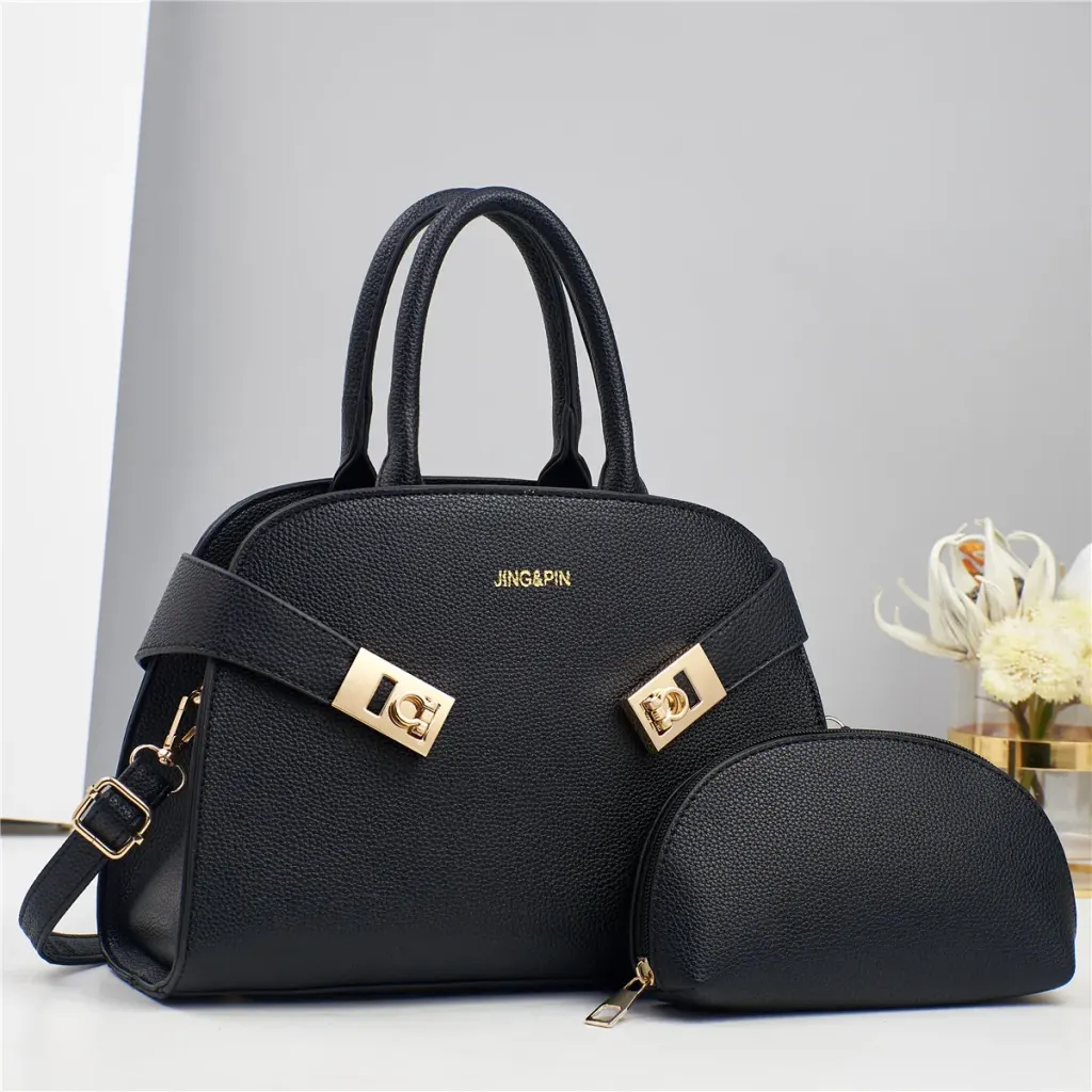 Square PU Bag Set For Women Featuring Sewing Thread Design With Single Shoulder Strap