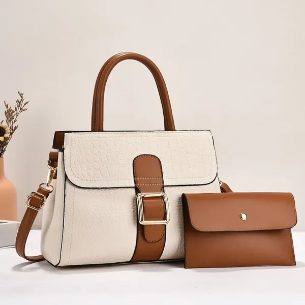 Multicolor Color Block Square PU Leather Bag Set For Women With Single Shoulder Strap