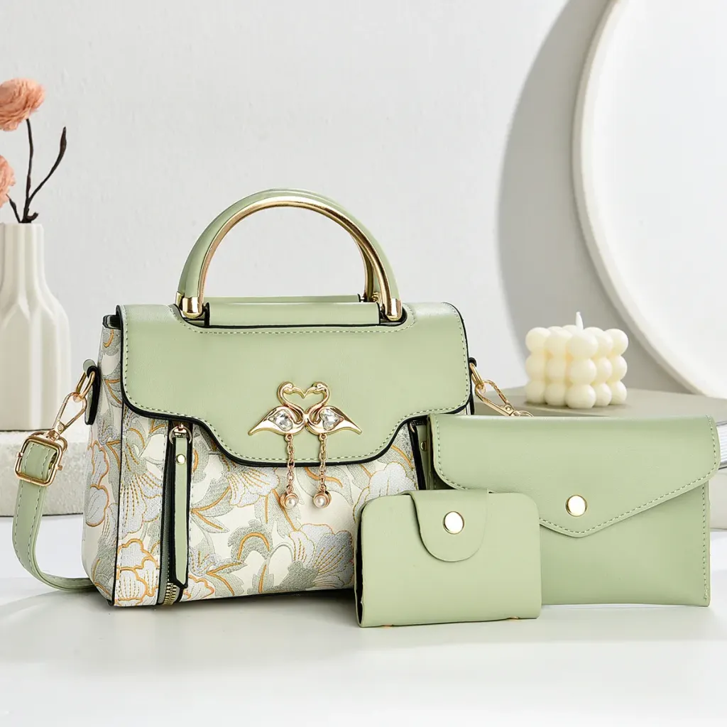 Women’s Color Block Square Handbag In PU Leather With Sewing Thread Detail