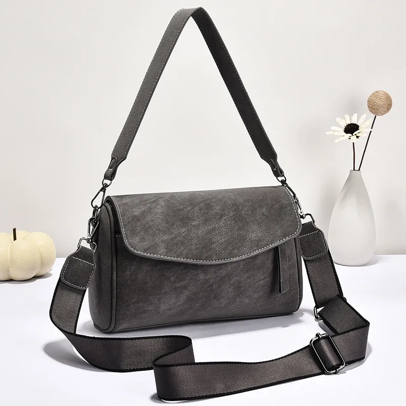 Women’s Square PU Leather Shoulder Bag With Sewing Thread Detail, Single Shoulder Strap