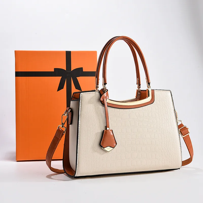 Medium Square PU Tote Bag For Women In Multicolor With Zipper Closure, Business Style Shoulder Bag