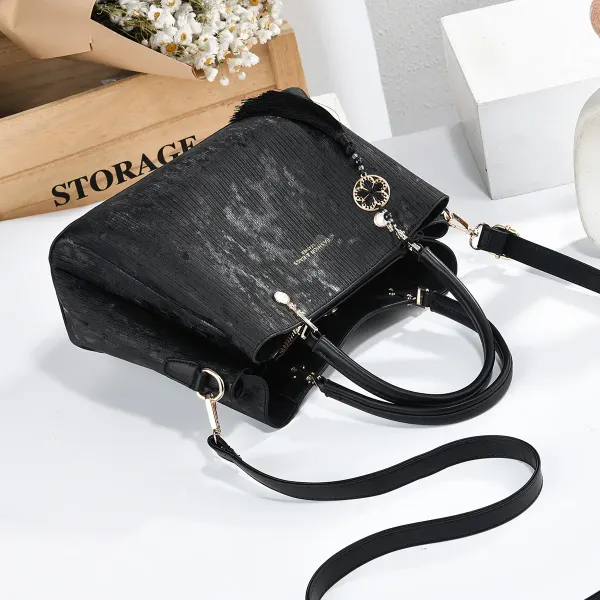 Solid Color Square PU Leather Tote Bag For Women Featuring Sewing Thread Design