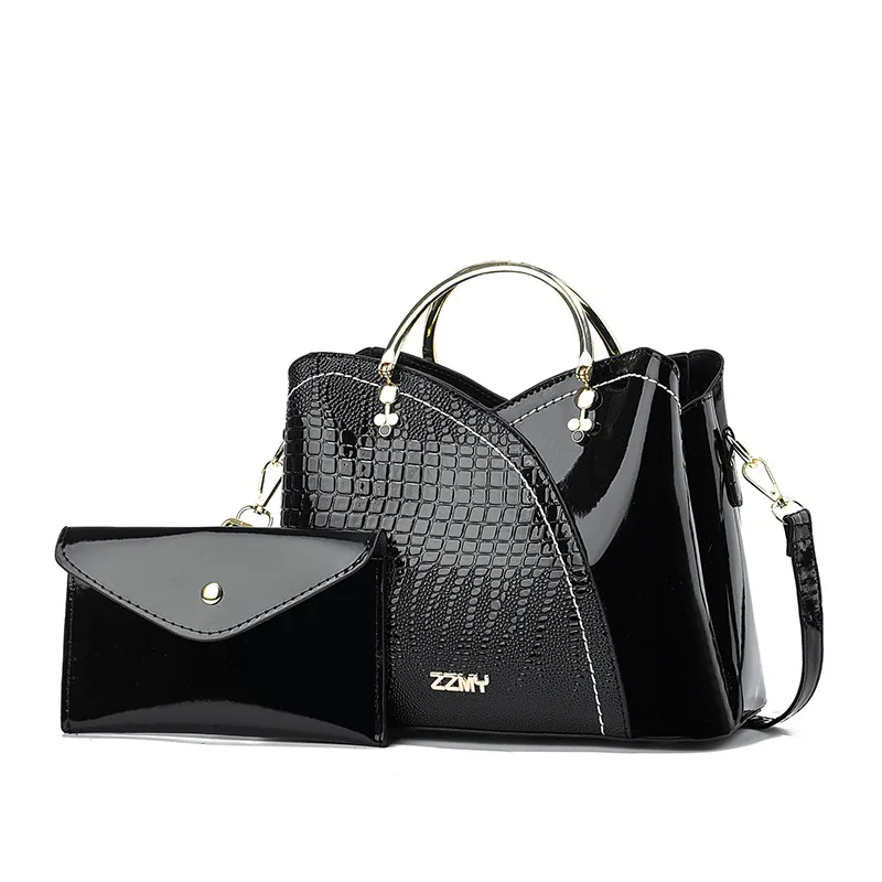 Square PU Leather Bag Set For Women Featuring Crocodile Pattern And Top Handle