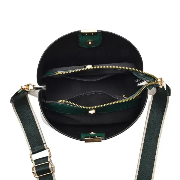 Elegant Small Solid Color PU Leather Women’s Crossbody Bucket Bag With Zipper Clasp Closure