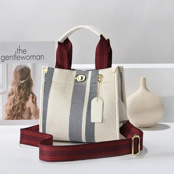 Color Block Canvas Square Shoulder Bag For Women With Single Shoulder Strap