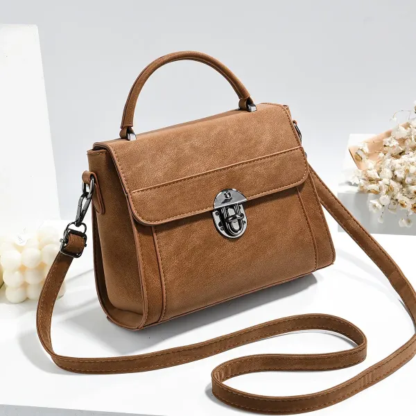 Square PU Leather Handbag With Sewing Thread Detail, Top Handle
