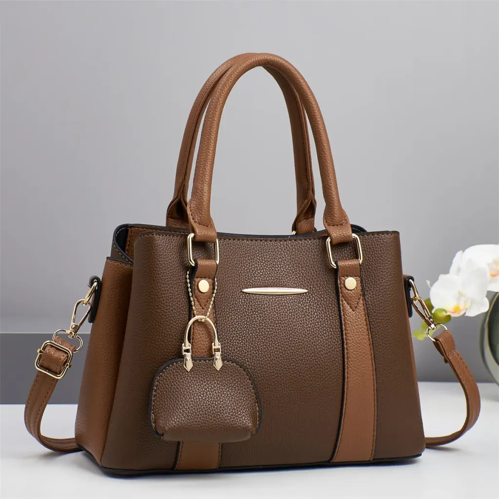 Color Block Square PU Leather Shoulder Bag For Women With Zipper Closure In Streetwear Style