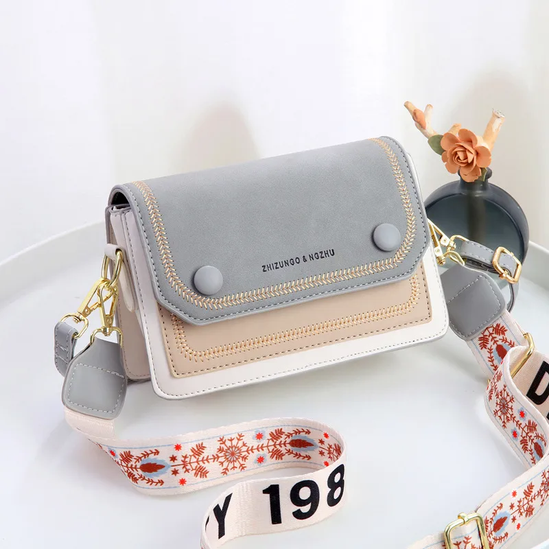 Color Block Small Pu Leather Shoulder Bag For Women With Zipper Buckle Closure In Artistic Chinese Style