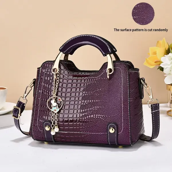 Square PU Crocodile Pattern Shoulder Bag For Women With Single Shoulder Strap Stylish Ladies Shoulder Bag