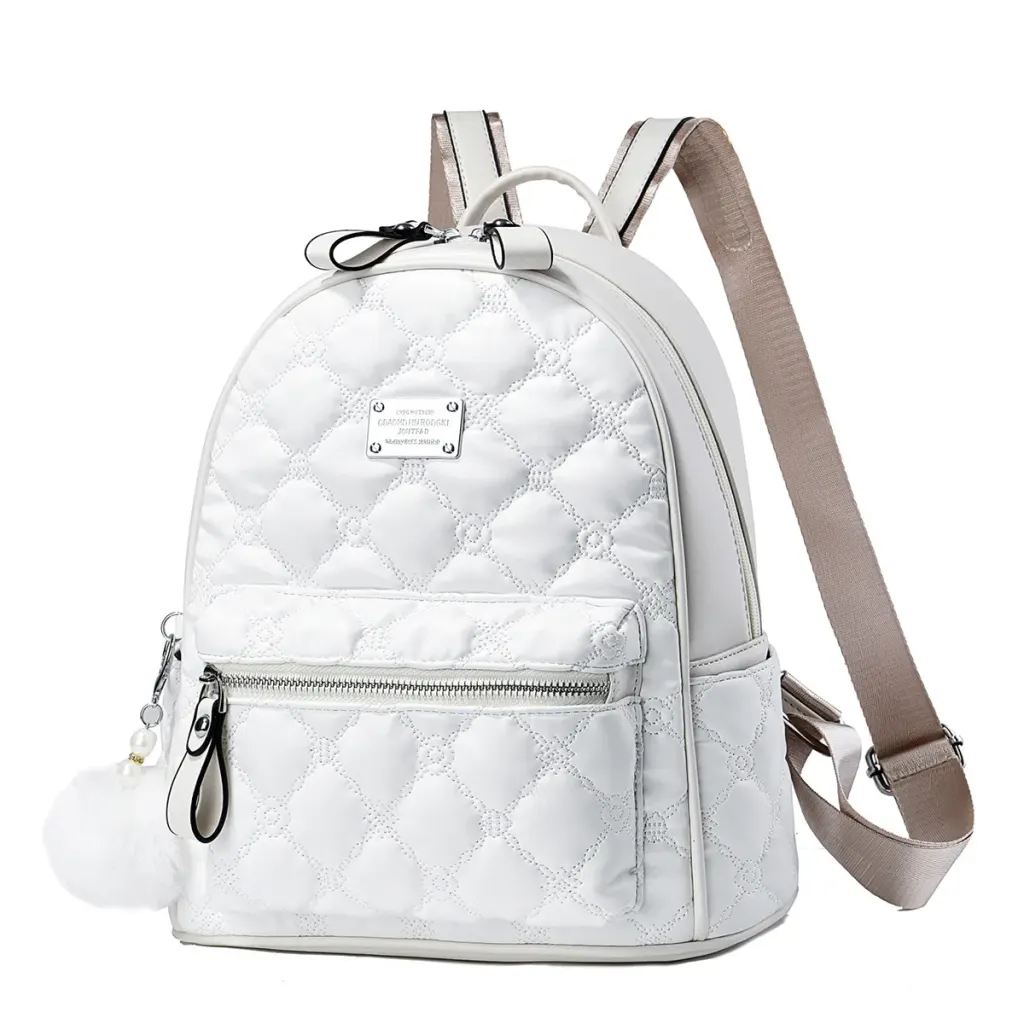 Lingge Women's Backpack In PU Material With Sewing Thread Detail, Stylish Summer Bag For Women