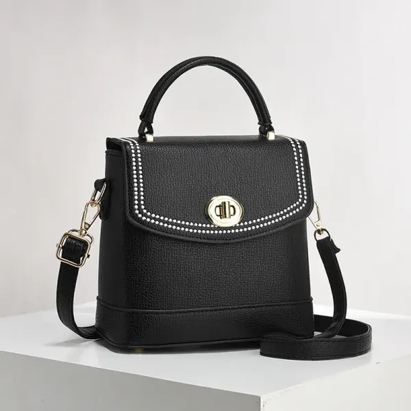 Color Block Small Square PU Leather Shoulder Bag For Women With Basic Style And Flip Cover Closure