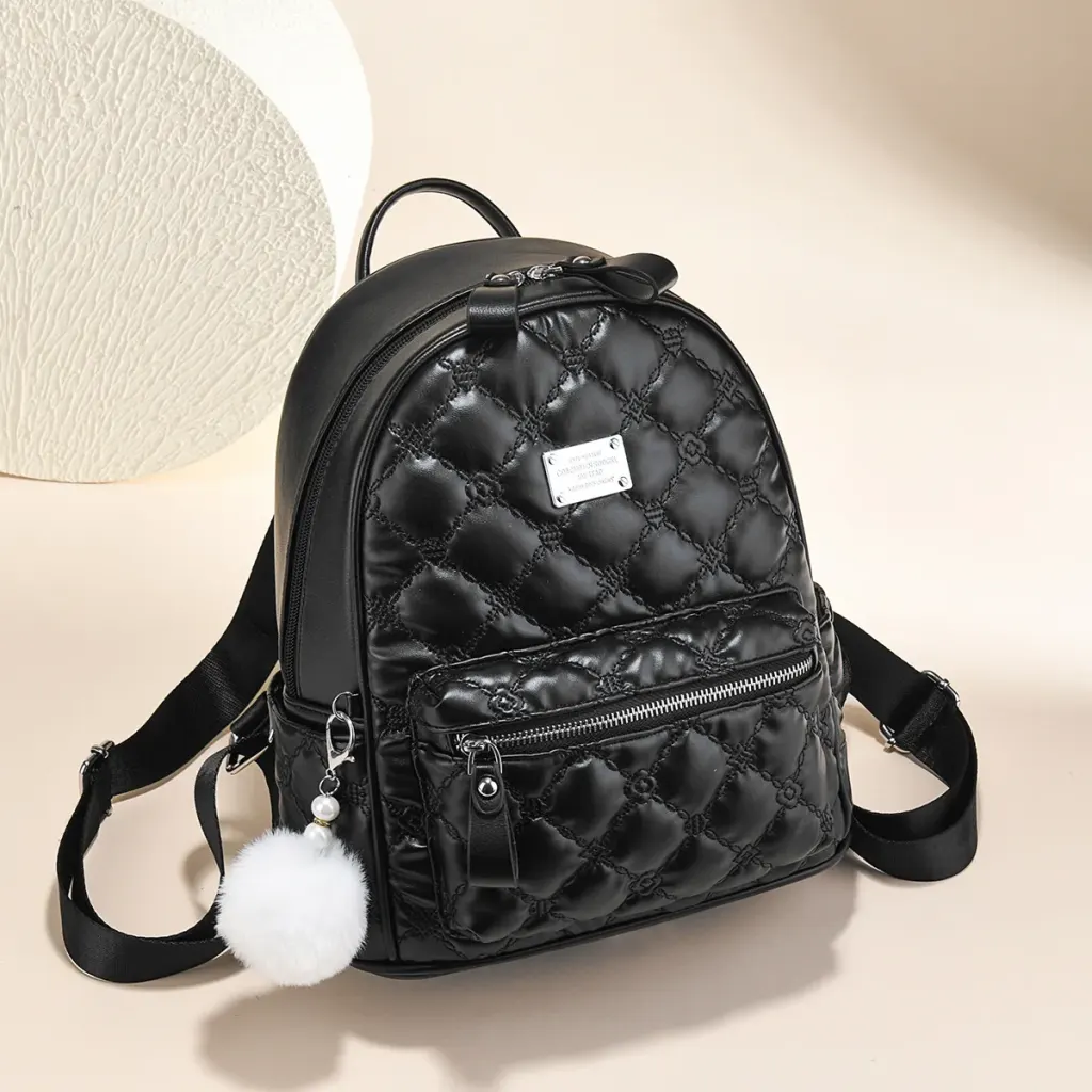 Lingge Women's Backpack In PU Material With Sewing Thread Detail, Stylish Summer Bag For Women