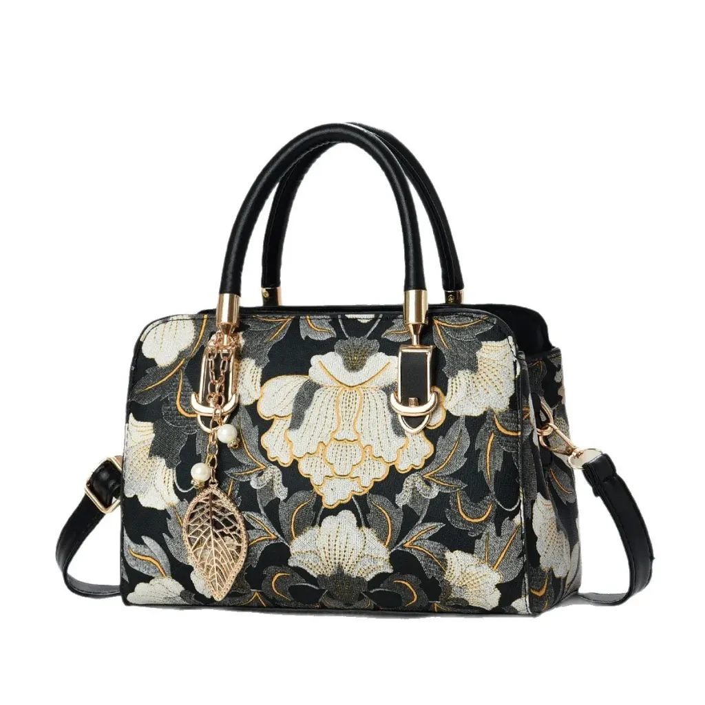 Women’s PU Leather Square Shoulder Bag With Sewing Thread Detail, Featuring Single Shoulder Strap And Stylish Printing Pattern