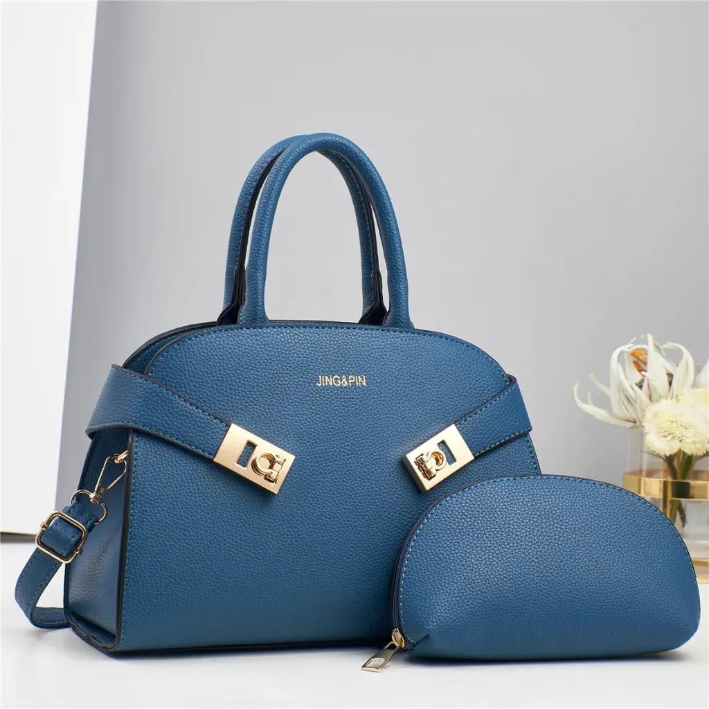 Square PU Bag Set For Women Featuring Sewing Thread Design With Single Shoulder Strap