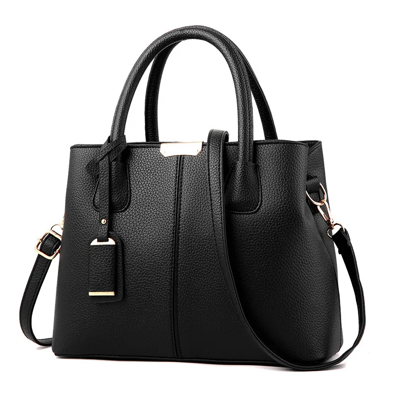Solid Color Medium Pu Leather Women’s Handbag With Zipper Closure In Retro European And American Style Main image