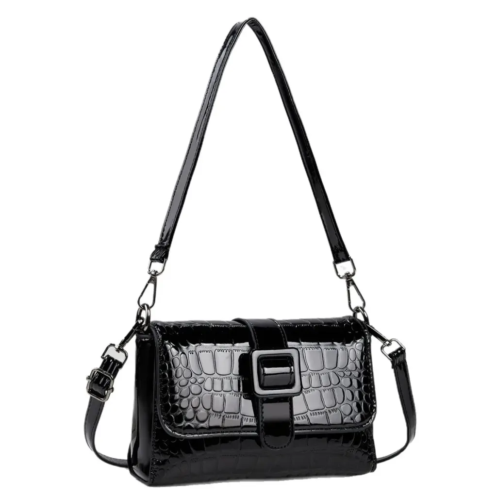 Women’s Crocodile Pattern PU Leather Square Underarm Bag With Lock