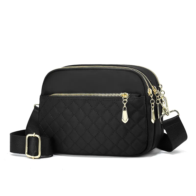 Square Canvas Crossbody Bag For Women In Solid Color Featuring Sewing Thread Detail And Single Shoulder Strap