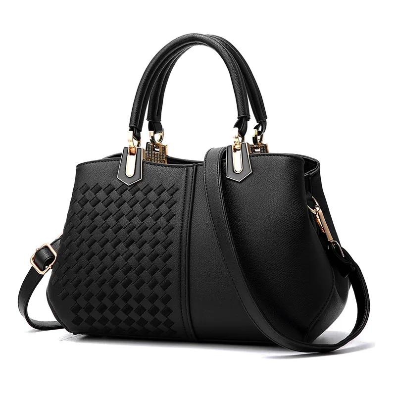 Woven-Pattern Vegan Leather Crossbody Bag
