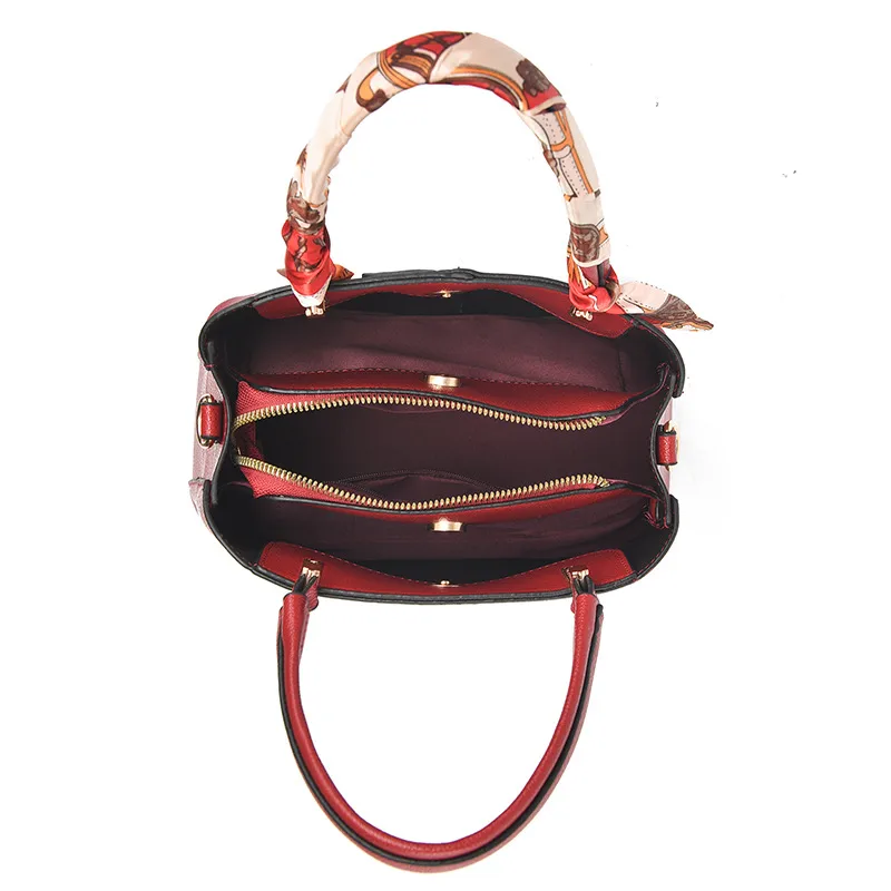 Classic Style Large Solid Color Women’s PU Leather Tote Bag With Zipper Closure