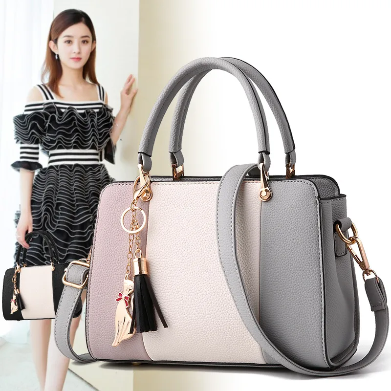 Large Square Multicolor PU Handbag With Zipper Closure And Polyester Lining For Women Main image