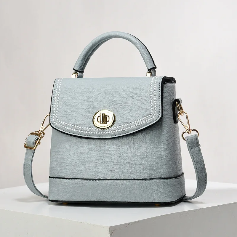 Color Block Small Square PU Leather Shoulder Bag For Women With Basic Style And Flip Cover Closure