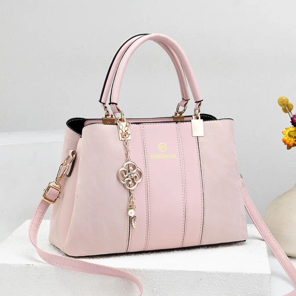 Women’s Square Splicing Handbag In PU Leather With Sewing Thread Detail, Top Handle Style For 2026 Spring And Summer