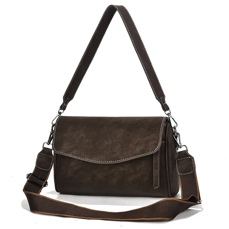 Women’s Square PU Leather Shoulder Bag With Sewing Thread Detail, Single Shoulder Strap