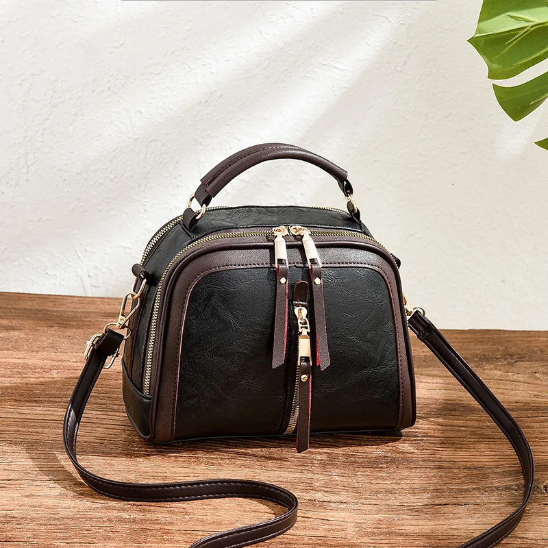 Oval PU Leather Crossbody Bag For Women With Sewing Thread Detail, Featuring Sling Strap