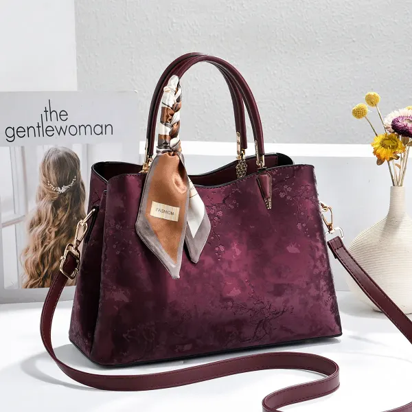 Ombre Square PU Leather Tote Bag For Women Featuring Sewing Thread Design