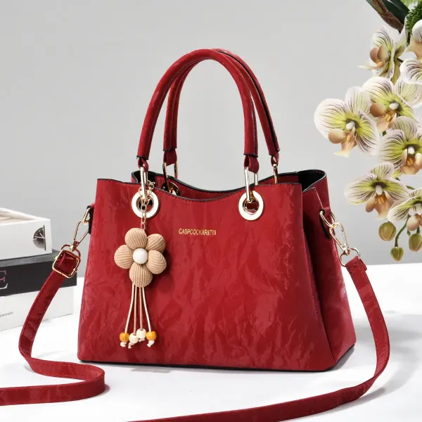 Square PU Leather Tote Bag For Women With Sewing Thread Detail And Top Handle
