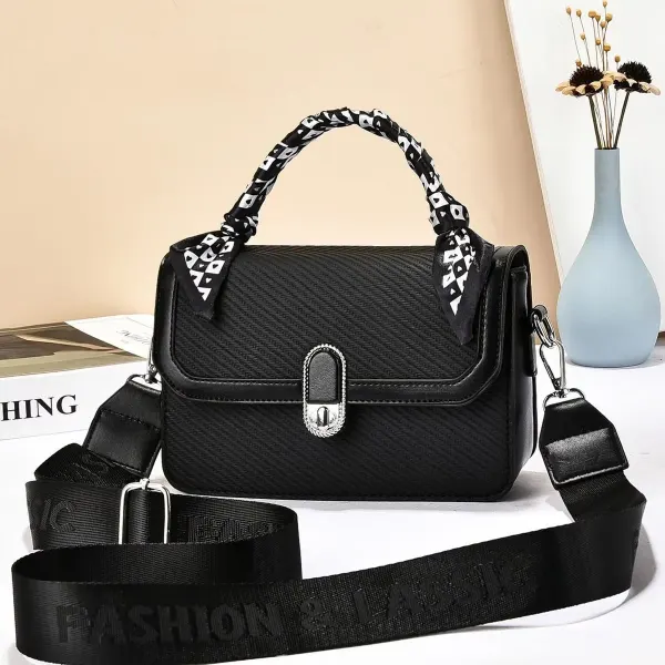 Women’s Square Splicing Shoulder Bag In Polyester Featuring Lock Detail