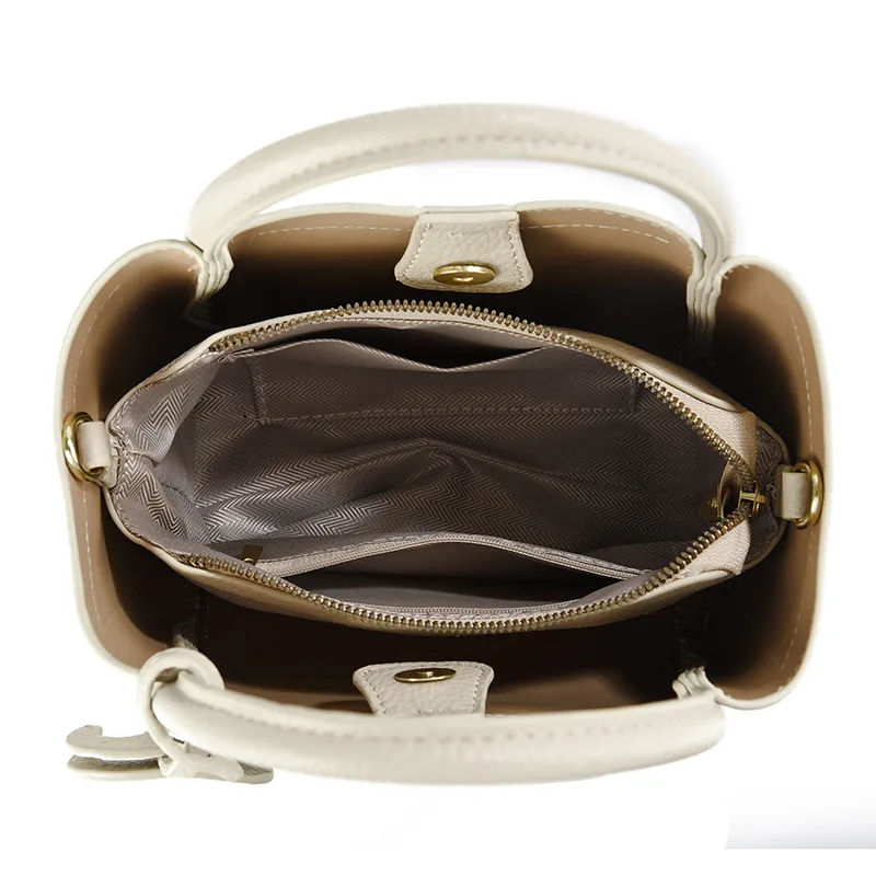 Solid Color PU Leather Bucket Handbag For Women With Top Handle, Stylish And Practical
